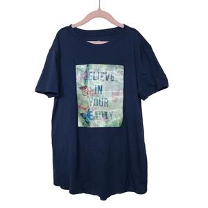 Wonder Nation Blue Believe In Your Beauty Butterfly Hologram Short Sleeve Shirt